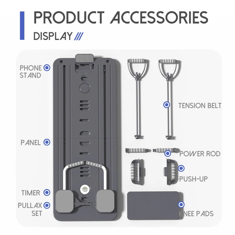 Women's Multifunctional Portable Pilates Board Set Foldable Reformer with for Ab Roller Wheels for Home Use and Beginners